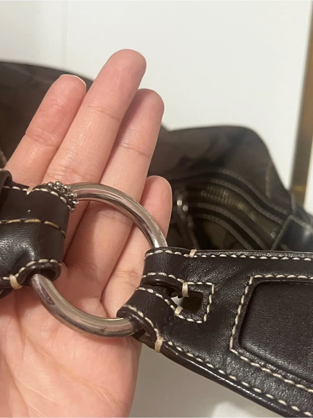 Coach Brown Signature Canvas Hobo Bag with Dark Brown Leather Trim
